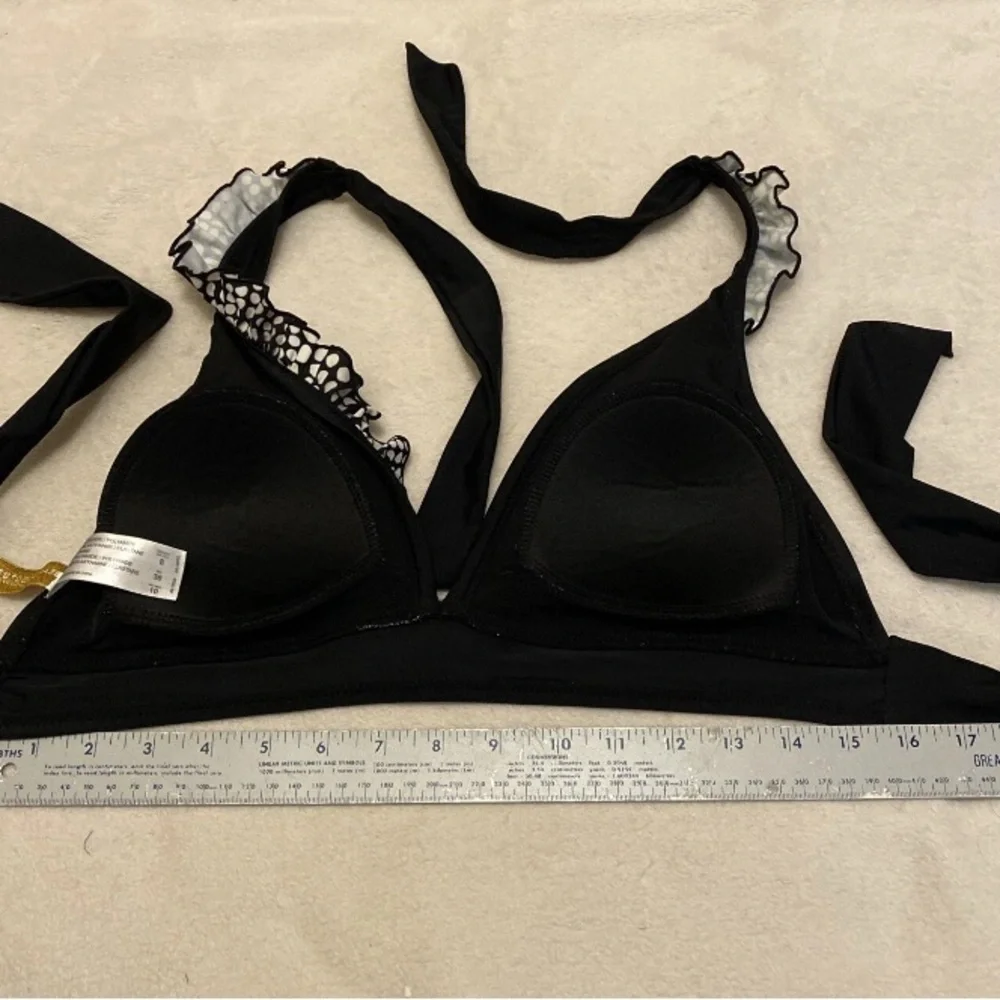 Beach Couture Black and White Polka Dot Halter Bikini Top